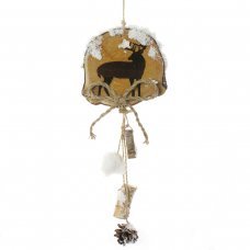 Χριστουγεννιάτικος Κρεμαστός Κορμός Ξύλου, με Τάρανδο (60cm)